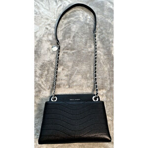 Rebecca Minkoff Crossbody Handbag Black Leather Silver Hardware